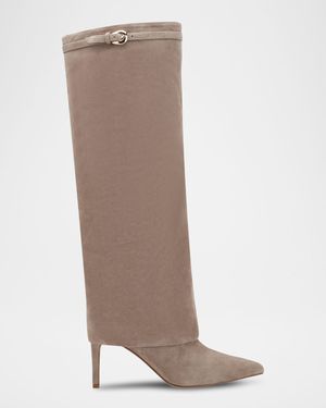 Naples Suede Foldover Knee-High Boots