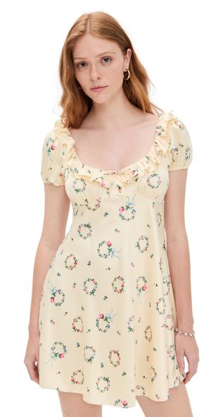 For Love & Lemons Jaida Mini Dress Yellow XXS