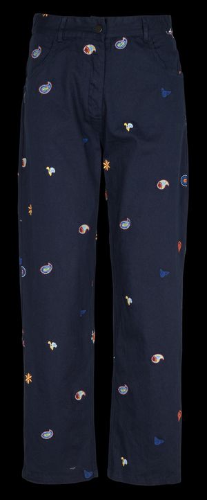 Acote - Jean brodé en coton mélangé - Taille 4 - Bleu
