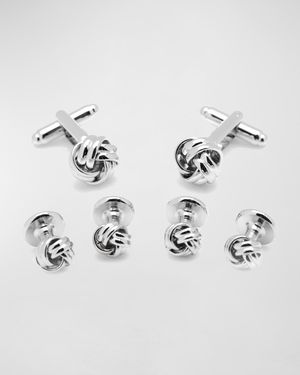 Silver Knot Cuff Link Stud Set