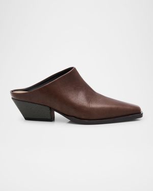 Western Leather Monili-Heel Mules