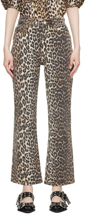 GANNI Brown & Black Leopard Betzy Cropped Jeans