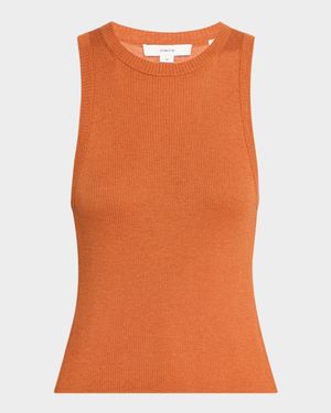 High-Neck Cashmere-Silk Tank Top