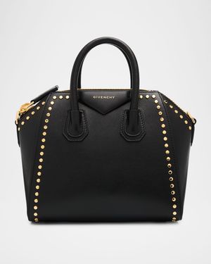 Antigona Mini Studded Top-Handle Bag in Box Leather