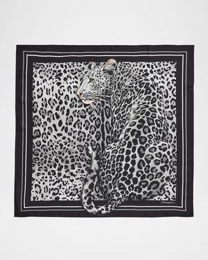 Leopard-Print Silk Twill Foulard Scarf