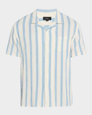 Men's Textured Stripe Italian Cotton Cabana Shirt