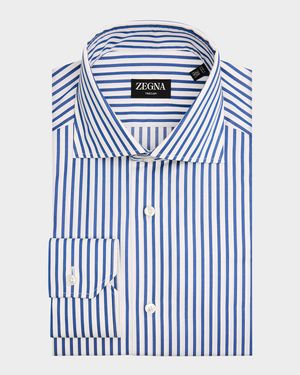 Men's Trecapi Cotton Bengal Stripe Dress Shirt