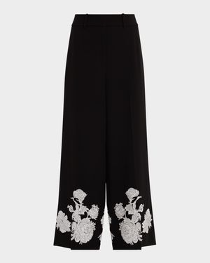 The Isla Embroidered Wide-Leg Pants