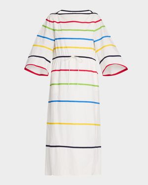 Ribbon Striped Midi Caftan Dress
