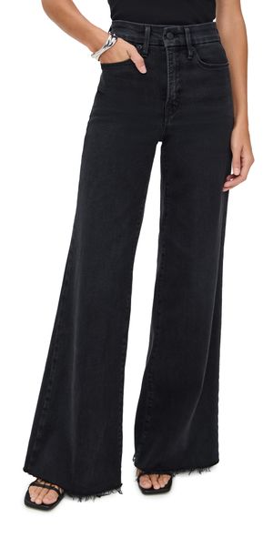 Good American Soft Tech Good Waist Palazzo Jeans Black391 8