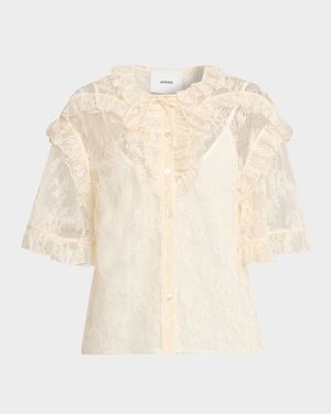 Kyra Button-Front Lace Top