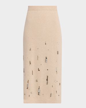 Crystal-Embellished Knit Midi Skirt