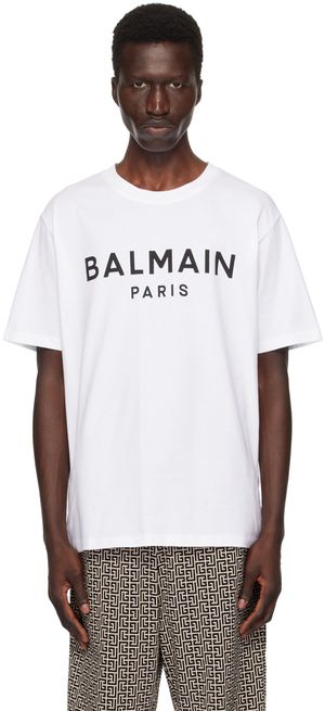 Balmain White Printed 'Balmain Paris' T-Shirt