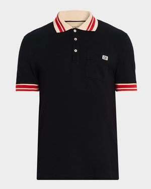 Men's Cotton VLogo-Pocket Polo Shirt