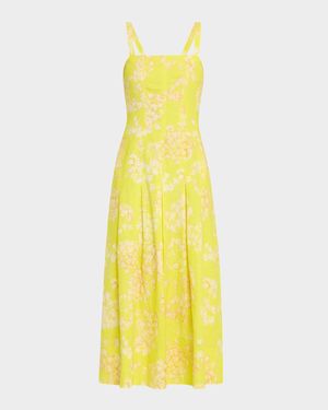 Dixon Pleated Floral-Print Midi Dress