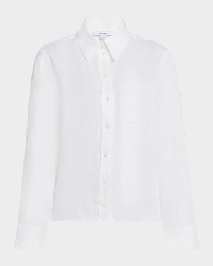 Leora Self-Tie Linen Blouse