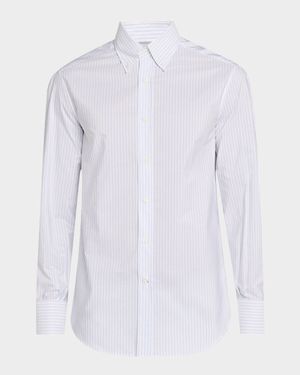 Men's Cotton Stripe Button-Collar Sport Shirt
