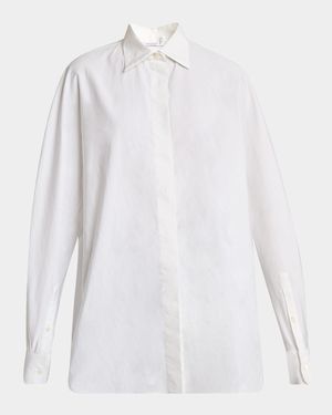 Curved Sleeve Button-Down Cocoon Shirt