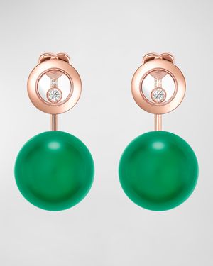 Happy Diamonds Planet 18K Rose Gold Green Agate Earrings