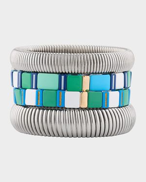 The Mykonos Stack Cobra Bracelets, Set of 4