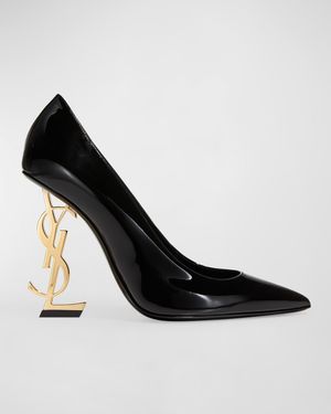 110mm Opyum YSL Patent Leather Pointed-Toe Pumps with Golden Hardware