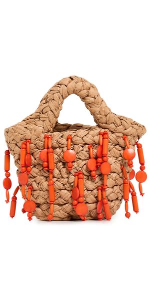 SIMONMILLER Mini Beaded Mercado Tote Natural/Orange One Size