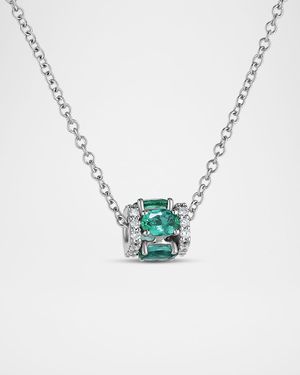 Procida 18K White Gold Pendant Necklace with Diamonds and Emeralds
