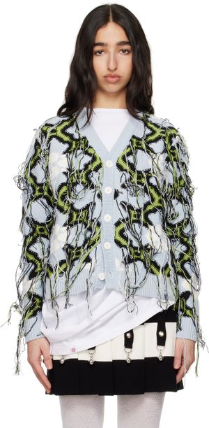 Charles Jeffrey LOVERBOY Cardigan Guddle bleu et vert