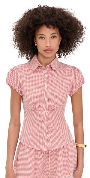GUIZIO Liana Gingham Top Red Love XXL