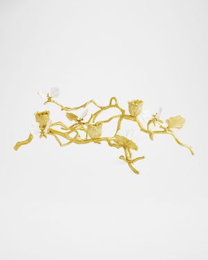Butterfly Ginkgo White & Gold Low Candleholders
