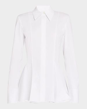 Button-Down Godet Peplum Shirt