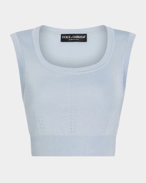 Pointelle Knit Crop Sleeveless Sweater