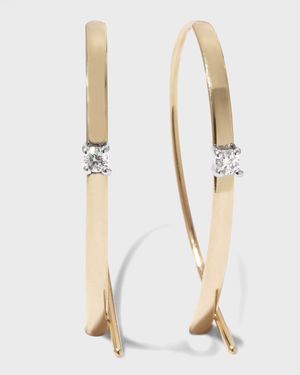 Solo Mini Flat Upside Down Hoops with Diamonds