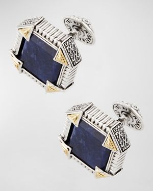 Silver 18K Gold Cuff Links with Sodalite