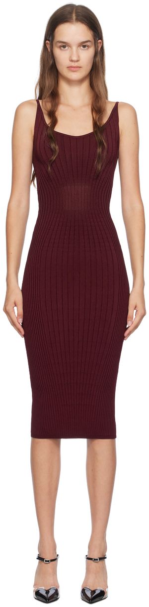 Mugler Robe midi ajustée rouge - Vampire