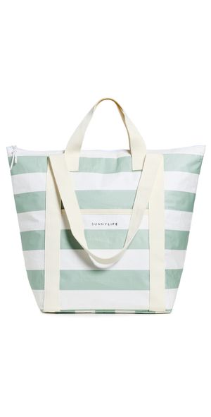 SunnyLife Cooler Tote Bag Sage Stripe One Size