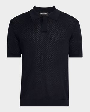 Men's Micro-Jacquard Short-Sleeve Polo Sweater