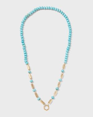 Yellow Gold Baht Chain with Turquoise