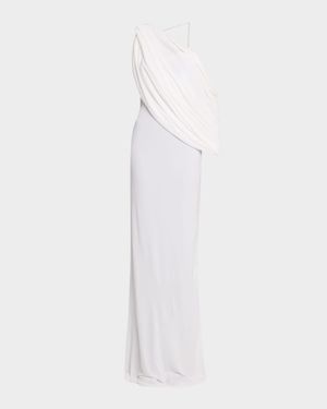 Aiba Draped One-Shoulder Jersey Maxi Dress