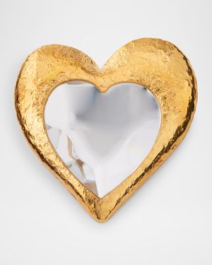 24K Gold Plated Glass Crystal Heart Brooch