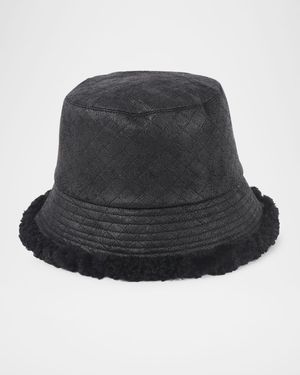 Lucinda Quilted Faux Fur-Trim Bucket Hat