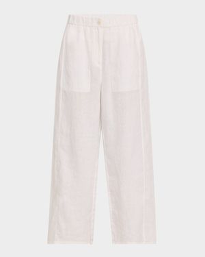 Petite Cropped Straight-Leg Organic Linen Pants