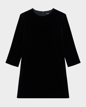 Velvet Quarter-Sleeve Mini Dress