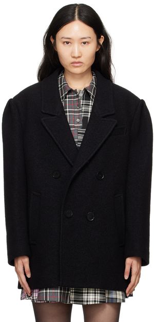 MSGM Black Double-Breasted Coat