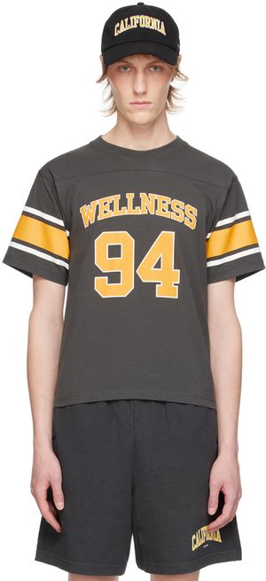 Sporty & Rich Gray & Orange 'Wellness 94' Rugby T-Shirt