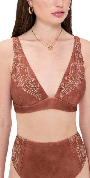 L'AGENCE Lexie Bolero Bikini Top Bronze S