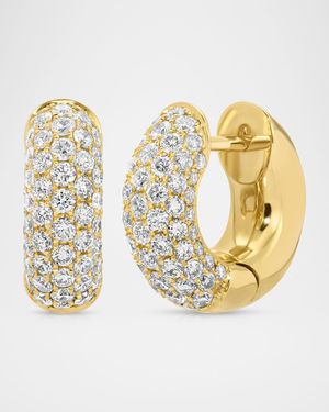 18K Yellow Gold Pave Diamond Cosmo Huggie Earrings