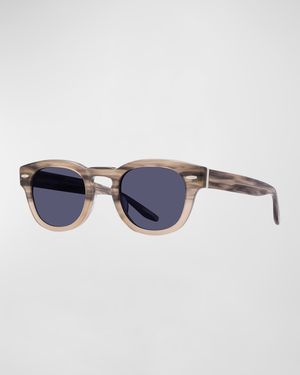 Men's Demarco Keyhole-Bridge Acetate Rectangle Sunglasses