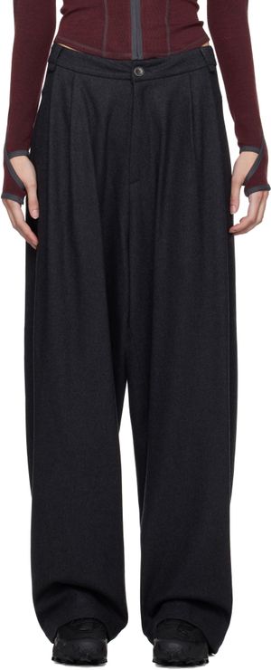 HYEIN SEO Pantalon ample gris en laine