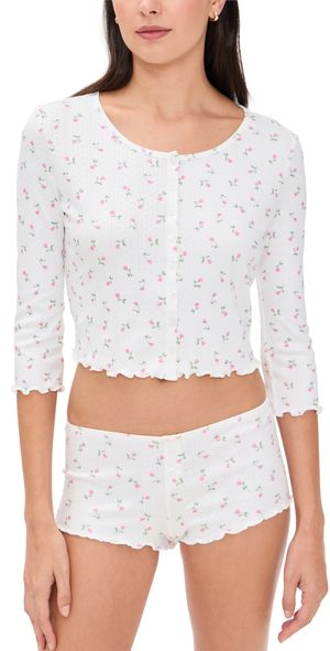 For Love & Lemons Elliana Cardigan White XS